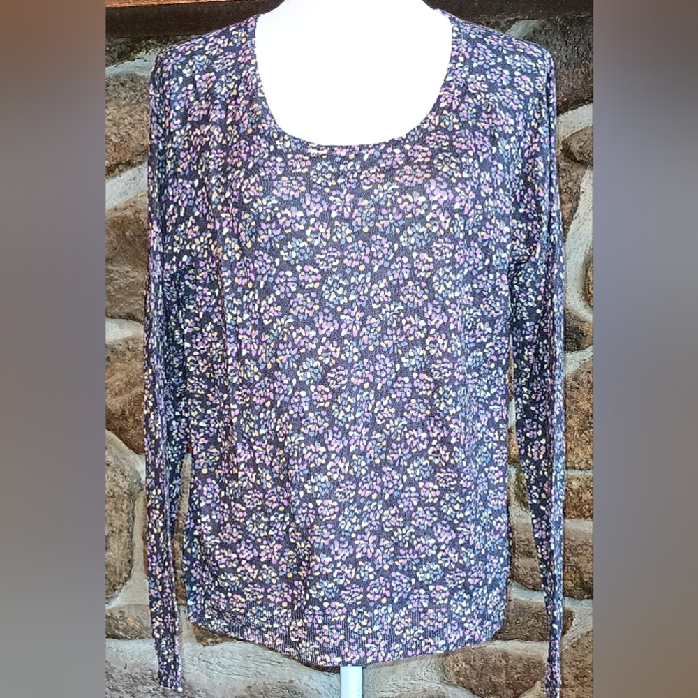 Les Copains Blue women's purple print blouse size 12